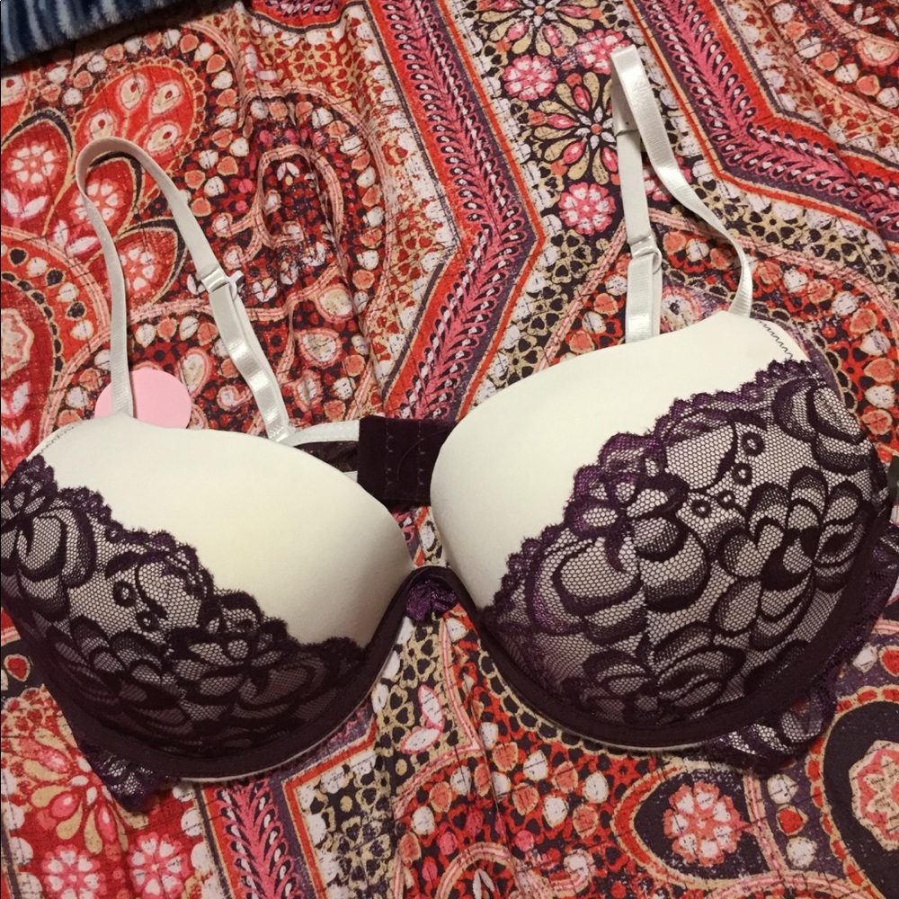 White Rue21 Pushup Bra with Purple Lace